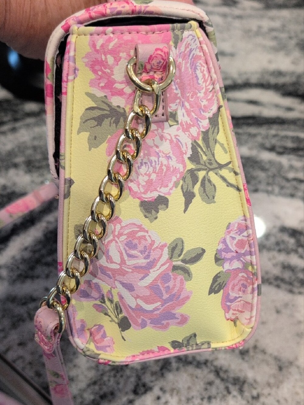 Betsey Johnson Luv Betsey Pink Floral Quilted Top-Handle Box Satchel Bag - Picture 4 of 6